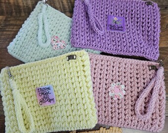 Handmade Meadow Zipper Pouch | Crochet Bags | Makeup Bag | Pencil Case | Travel Bag