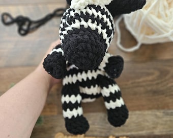 Made to Order Crochet Zebra Snuggler | Safari Lovey Toy for Kids | Baby Shower Gifts