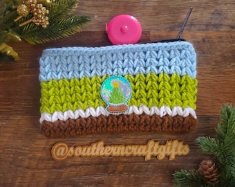 Crochet Bag, Zipper Pouch, Christmas Bag, Canvas Bag