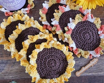 Sunflower Coaster | Flower Mug Rug | Handmade Boho Decor | Housewarming Gift | Wedding Gift