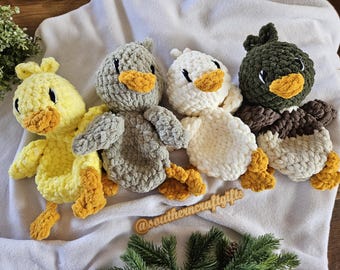Dinky Duck Snuggler | Crochet Lovey | Snuggler Crocheted | Ducks Mallard | Baby Toy | Plushies for Kids