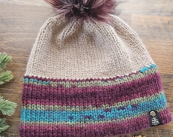 Double Brim Knit Beanie | Adult Large | Slouchy Winter Hat | Women's Winter Toque