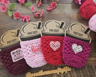 Handmade Crochet Pint Cozy: Cotton Ice Cream Sleeve