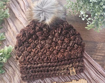 Daily Brew Beanie | Chunky Crochet Hat | Adult M/L Winter Hat | Textured Toque