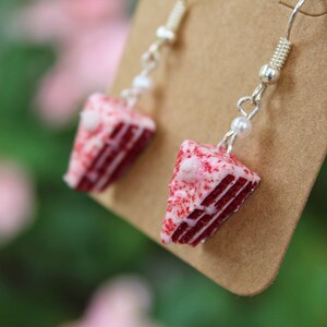 Polymeerklei rood fluwelen taartschijfje polymeerklei sieraden bungelende oorbellen
