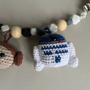 Star Wars Stroller Chain CROCHET PATTERN Mobile Pram Amigurumi Baby Crochet Garland Leia Yoda Death Star R2D2 Toy image 8