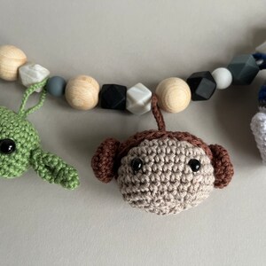 Star Wars Stroller Chain CROCHET PATTERN Mobile Pram Amigurumi Baby Crochet Garland Leia Yoda Death Star R2D2 Toy image 7