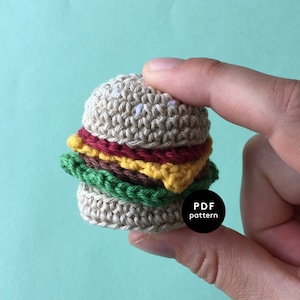 Mini Burger | CROCHET PATTERN | Amigurumi | Play Food | Pram Chain Ornament | Crochet Fastfood | Minis