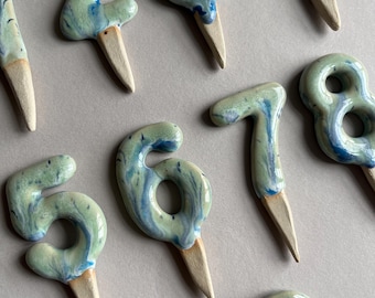 Ceramic Birthday Cake Numbers (5 cm) - Cake Toppers - Birthday Spear