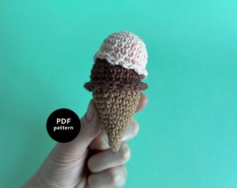 Mini Ice Cream | Crochet | Pattern | Cone | Gelato | Play food | Stroller Chain | Garland | Mobile | Toy | Fastfood | Snack | Candy