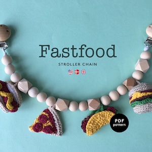 Snabbmatsvagnskedja | VIRKAMÖNSTER | Barnvagn Mobil | Barnvagn Mobil | Amigurumi | Garland |  Kinderwagenkette | Babyleksak | Taco pizza