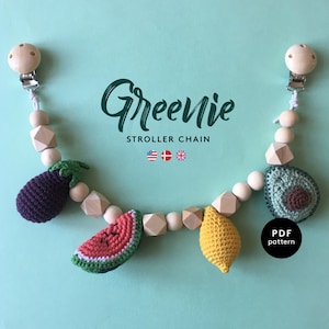 Greenie Stroller Chain | CROCHET PATTERN | Mobile | Pram | Amigurumi | Baby Crochet | Eggplant | Watermelon | Lemon | Avocado |garland | PDF