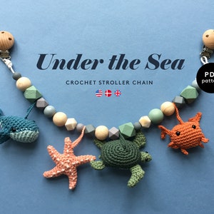 Onder de zee-kinderwagenketting | GEHAAKT PATROON | Mobiel | Kinderwagen | Amigurumi | Gehaakte baby&#39;s | Slinger | Walvis | Schildpad | Krab | Zeester