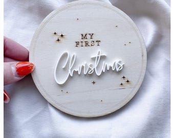 my first Christmas photo prop plaque / my first Xmas disc / baby disc / keepsake and social media prop/ my first Christmas wooden plaque