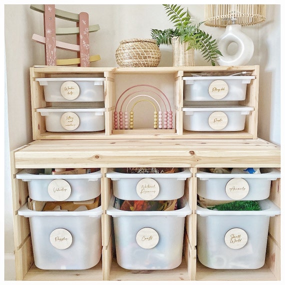 Etichette di archiviazione trofast Ikea/dischi di etichette in  legno/archiviazione vivaio/dischi di archiviazione per bambini/dischi  organizer personalizzati/ispirazione sala giochi/dischi scandi -  Italia