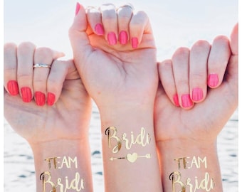 Alternative to Badges 16 TEAM BRIDE Rose Gold Temporary Hen Party Tattoos
