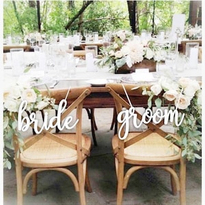 Bride and groom chair sign / wedding chair sign / couple chair hanging sign / Wedding sign / wedding signs for chair