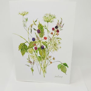 Botanische Grußkarte leere Note Karte Grußkarte Blumenkunst Illustration Hochzeit Karte Giclée Premium Archiv Blume stationären Urlaub