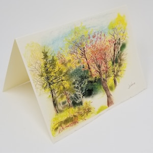 Carte de voeux paysage Blank Note Card NewEngland Art Illustration Wedding Card Giclee Premium Archival Connecticut Fall Vacances stationnaires