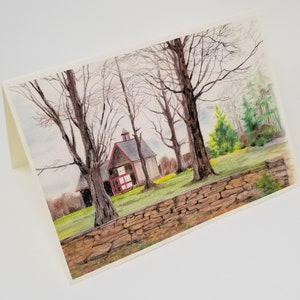 Carte de voeux de paysage Carte de voeux Carte de note blanche NewEngland Art Illustration Carte de mariage Giclee Print Archival Connecticut Automne Vacances stationnaires