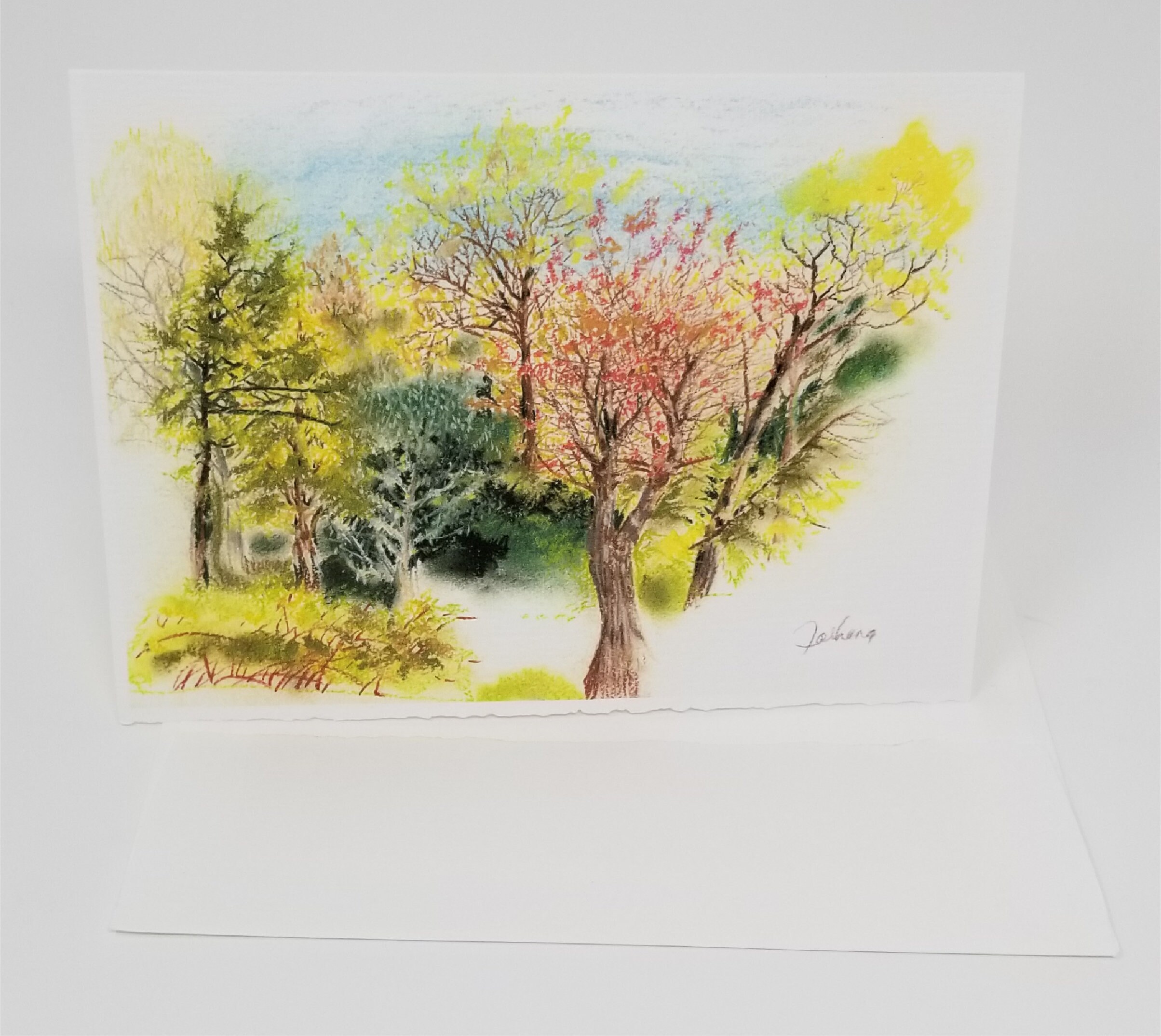 Landscape Greeting Card Blank Note Card Newengland Art Illustration Wedding Card Giclee Premium