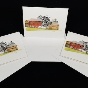 Cartes de vœux Notes Cartes New England Watercolor Building Art Rendering Wedding Cards Illustration Premium Stationery Holiday Card Pack Set
