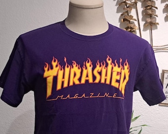 Vintage 90s Thrasher Skateboard Magazine purple T-shirt size M