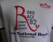 Vintage 80 39 s Atlanta Track Club Road Race 1982 Etowah Indian Mounds Ringer White T Shirt Size M
