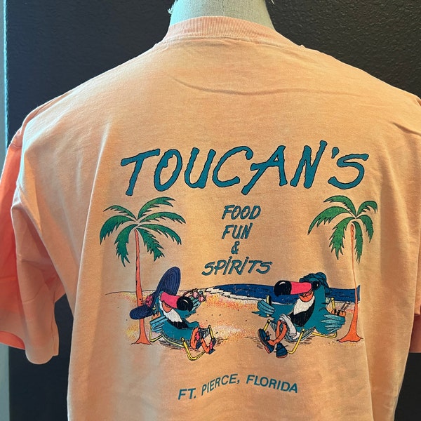 Vintage 90's Toucan's Ft Pierce, FL Orange T Shirt Size XL