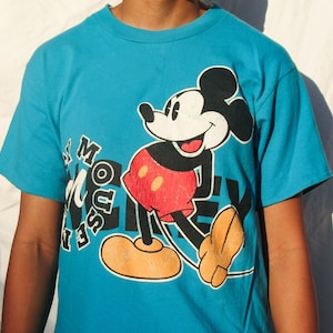 Vintage 90’s Disney Originals Mickey Mouse Blue Teal T Shirt Size M