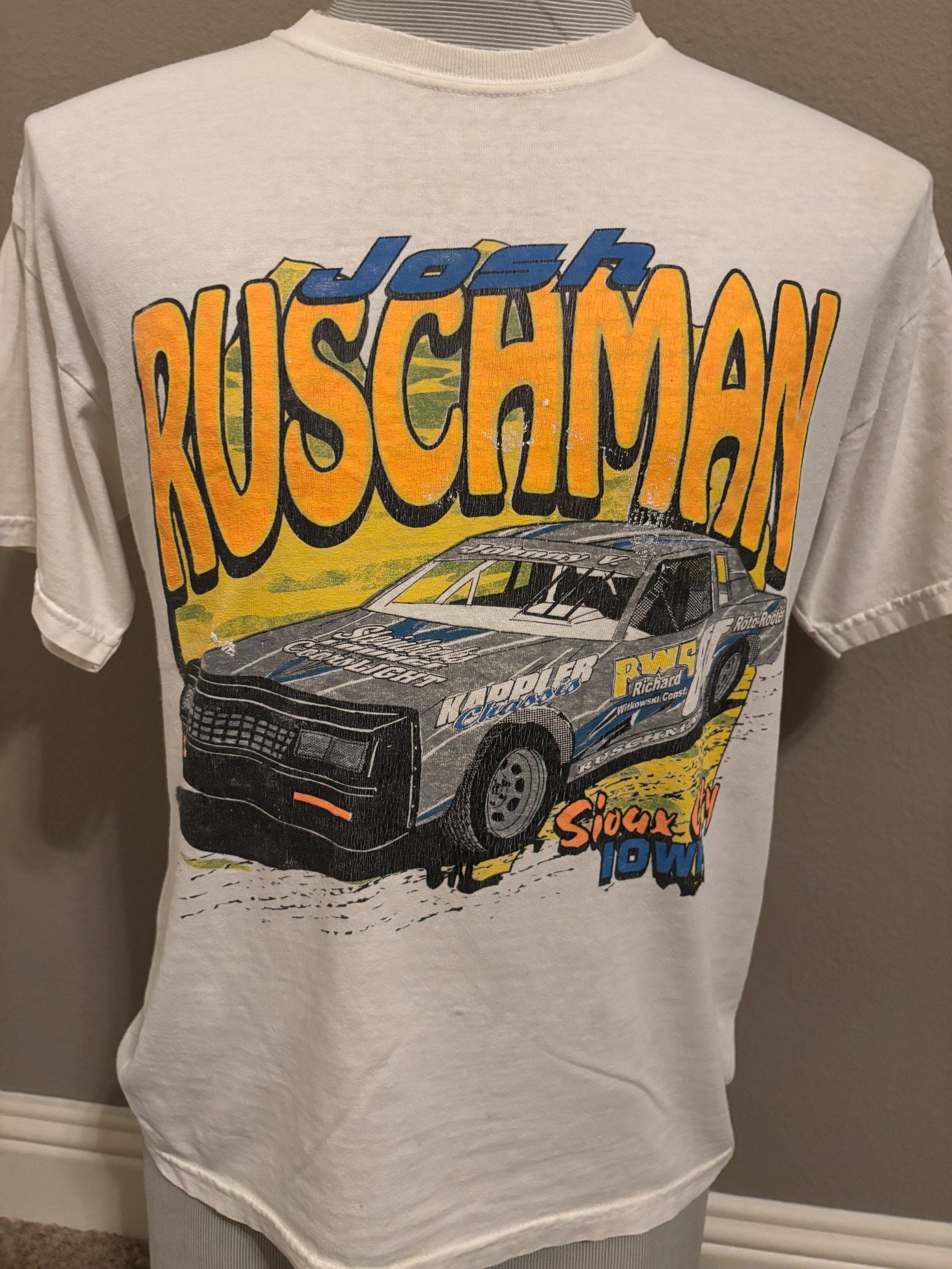 Vintage 90's Josh Ruschman Sioux City Iowa Racecar Driver T-shirt