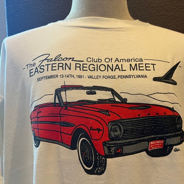 Vintage 90's Falcon Club of America Eastern Regional Meeting Ford White T Shirt Size XXL