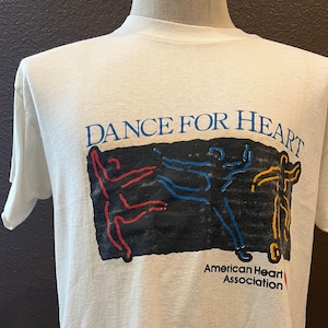 Vintage 80&#39;s Dance for Heart American Heart Assoc. White T Shirt Size L