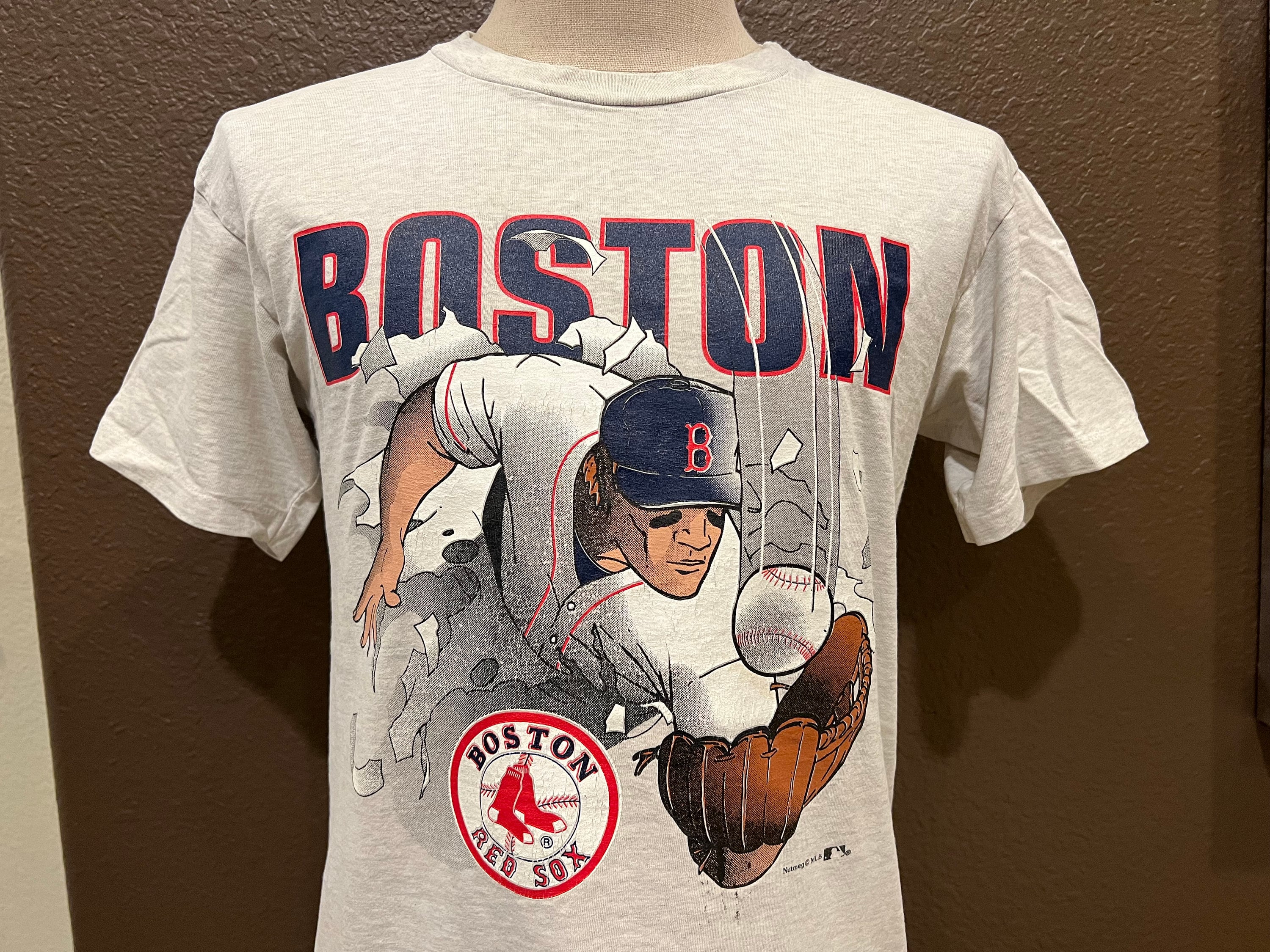 Vintage 90's Boston Red Sox MLB Baseball Grey T Shirt Size 