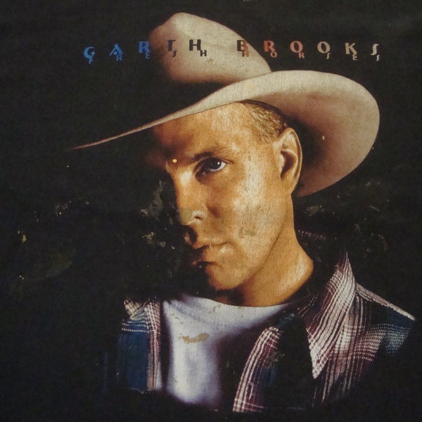 Vintage anni ' 90 Garth Brooks musica Country T Shirt taglia XL concerto Tour cavalli freschi