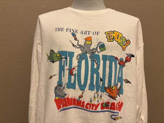 Vintage 90's Panama City Beach Florida Sea Life Fish Longsleeve T Shirt XXL