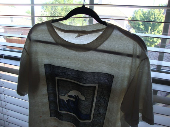 ◆LEE◆ Lee Kansas Surfing Graphic T-Shirt Lime Vtg Mr Lee Men's White Graphic BLUE Move WAVE Surf Surfer