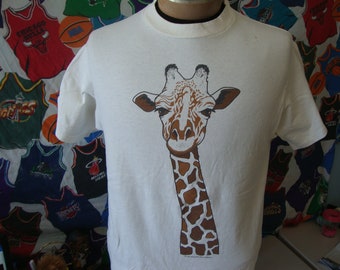 Vintage 80's Giraffe Safari Animal 1989 Sock And Roll T Shirt Size L
