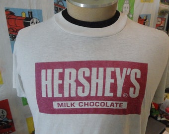 Vintage 80&#39;s Hershey&#39;s Milk Chocolate Candy Brand Single Stitch T Shirt Size L