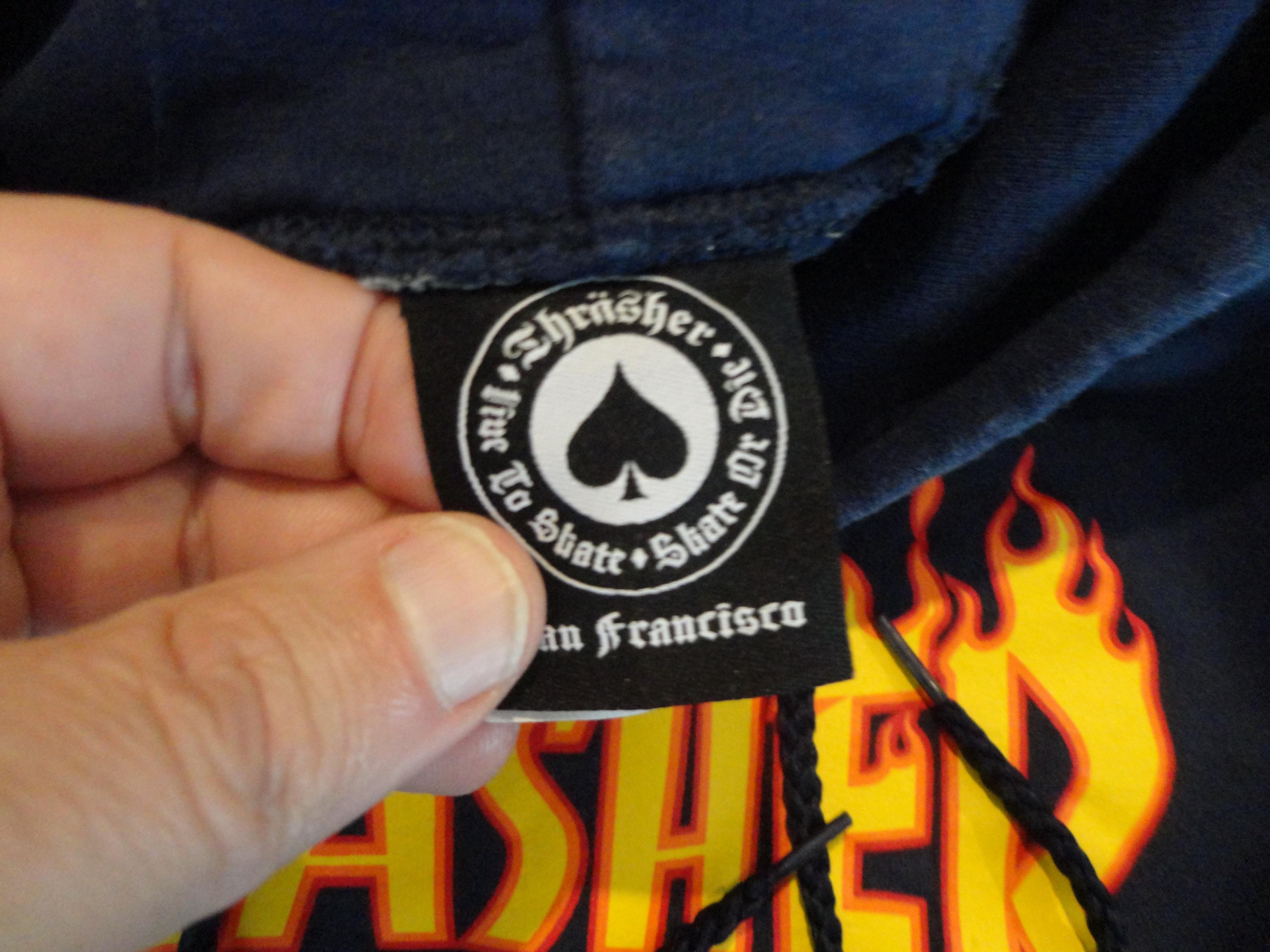90s 00s Vintage Thrasher Skateboard Magazine Flames Navy Blue
