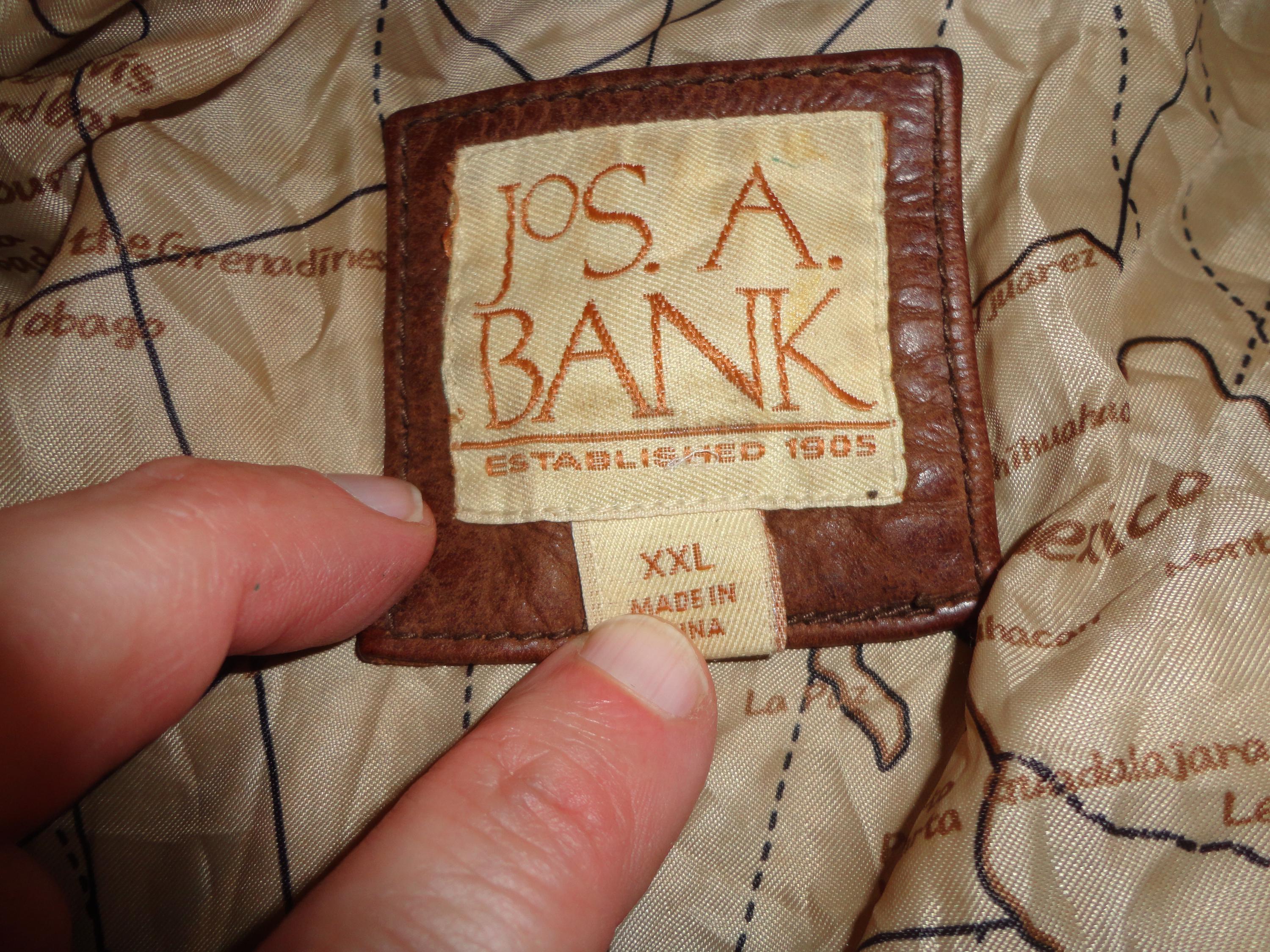Vintage Jos A Bank Brown Leather Jacket Mens XXL Full Zip Bomber 