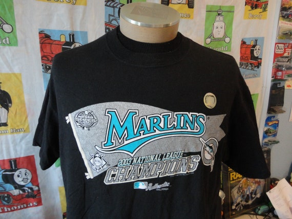Vintage 90s MLB Florida Marlins Starter Pinstripe Teal Full Button Jersey  Sz XL