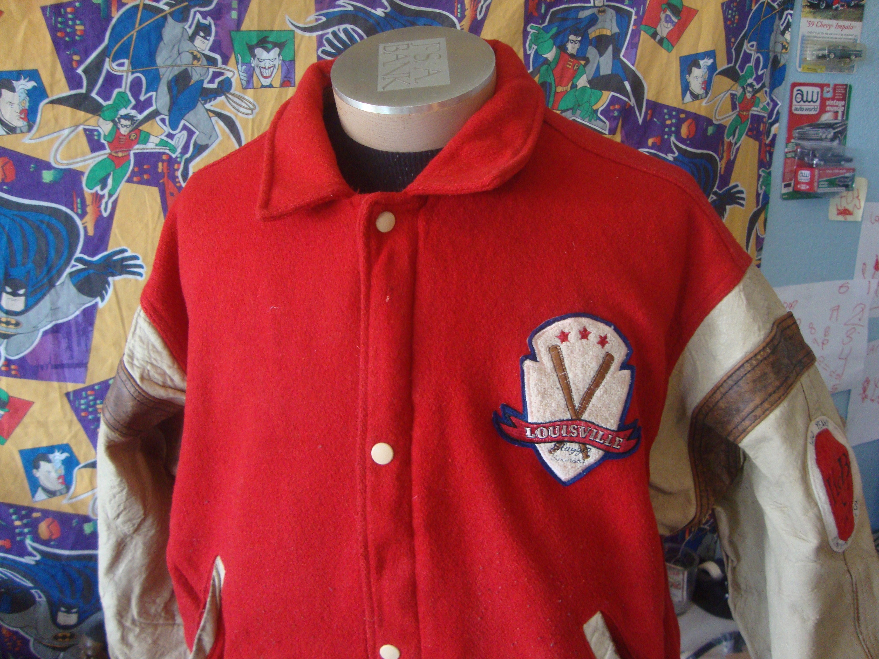 Vintage Louisville Slugger Leather Wool Varsity Jacket Lined 