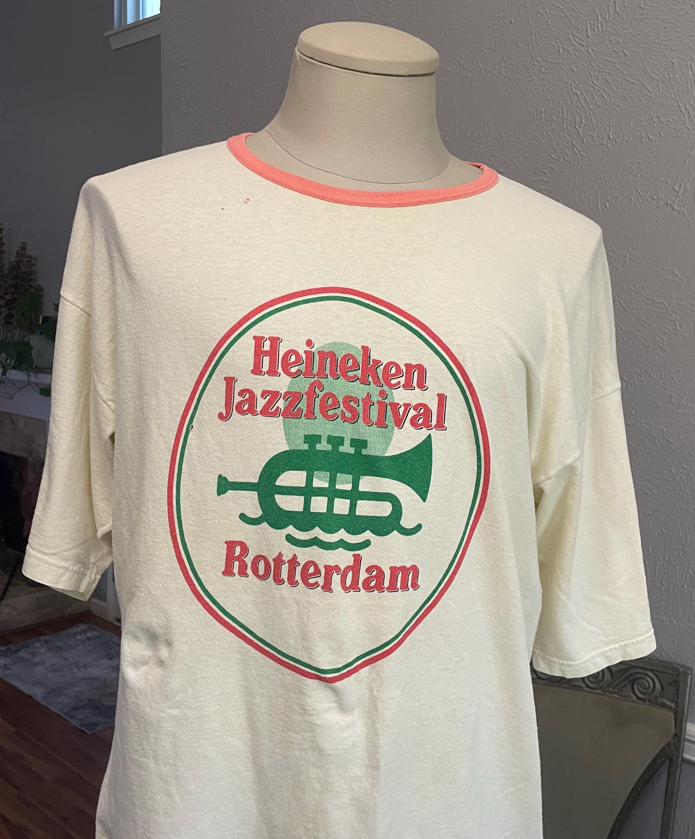 Vintage 80s Heineken Jazz Festival Rotterdam White T-shirt Size XL 
