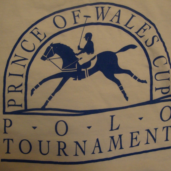 Vintage 80's Prince Of-Wales Cup P.O.L.O Tournament White T Shirt Size L