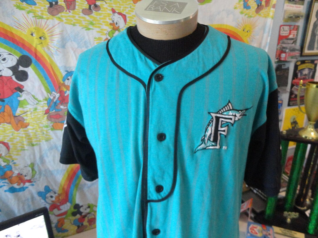 Vintage 90's Florida Marlins Starter MLB Baseball Blue Jersey Size