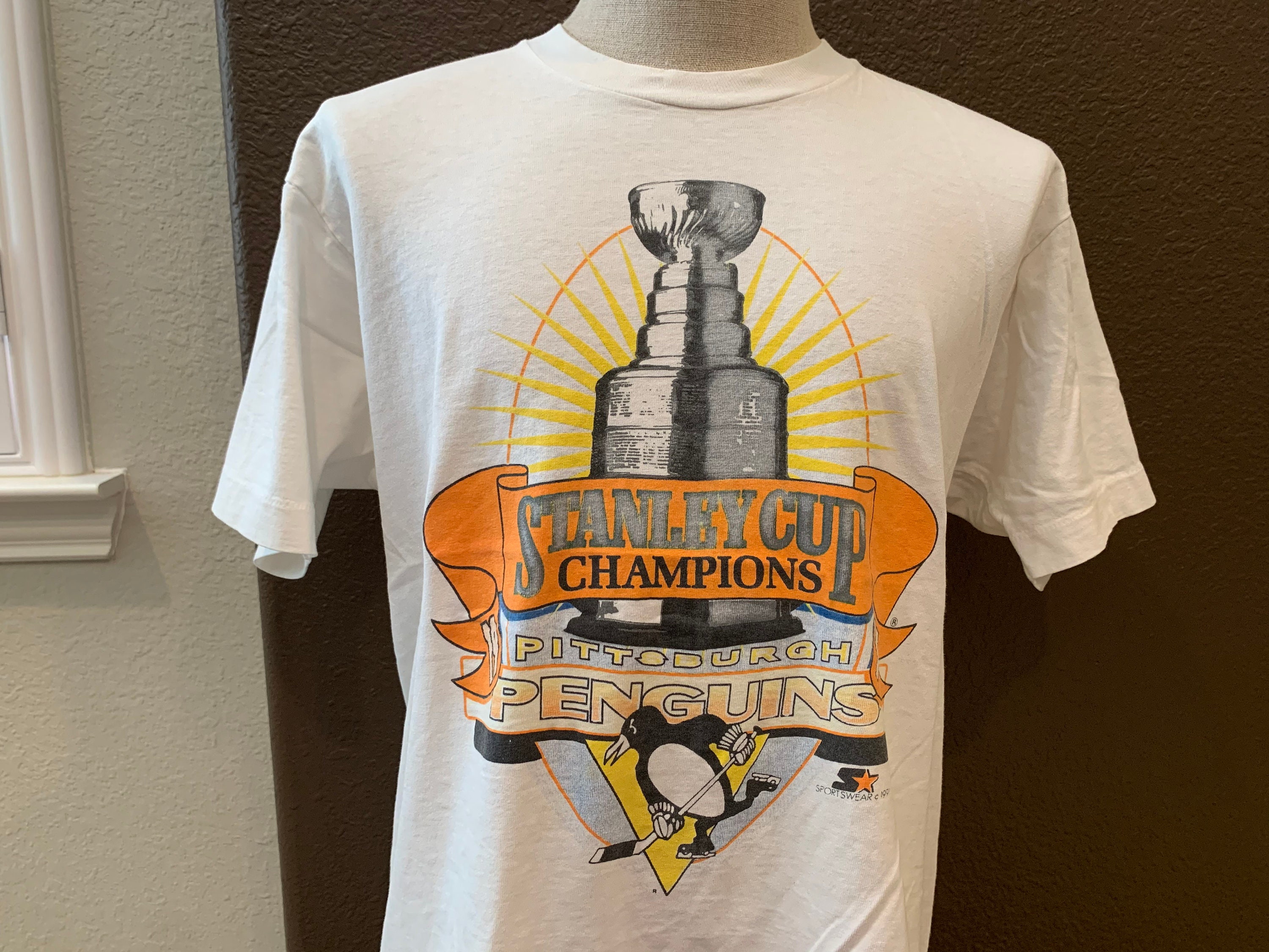 Vtg 90s PITTSBURGH PENGUINS NHL Price Of Wales Conference T-Shirt