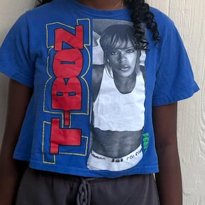Vintage 2000s TLC T-boz Cross Colours Blue Crop-top T Shirt