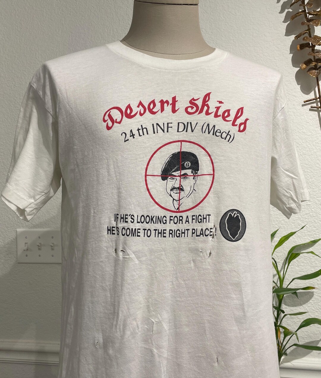 Vintage 90s Saddam Hussein Desert Shield White T-shirt Size XL - Etsy