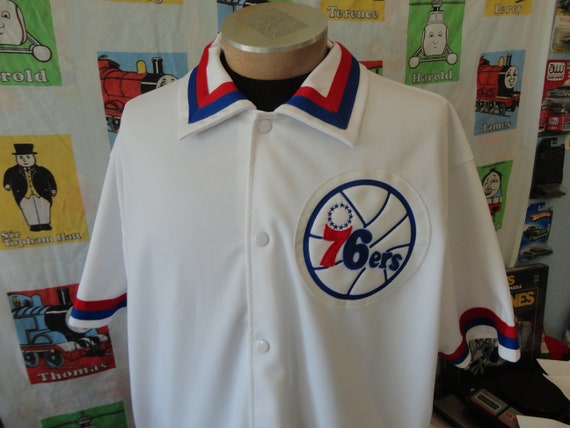 Philadelphia 76ers Sixers White NBA Throwback Warm up Philadelphia 76ers Sixers White NBA Throwback Warm up